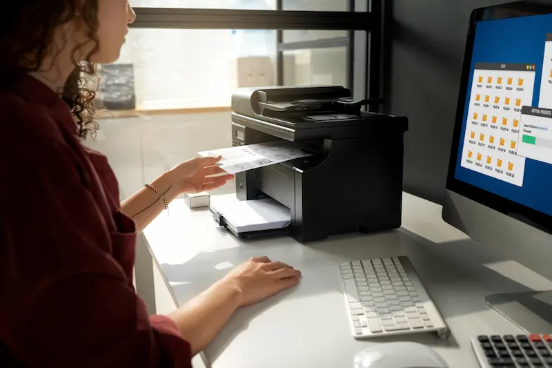A women is printing a page